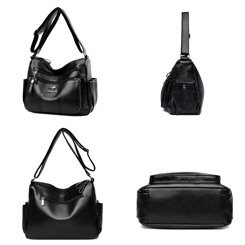 Multi-pocket Leather Crossbody Bags For Women Handbags Purses Lady Bag