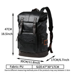 Multi-pocket Men's School Bag Leather Laptop Travel Backpack