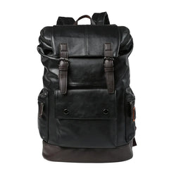 Multi-pocket Men's School Bag Leather Laptop Travel Backpack