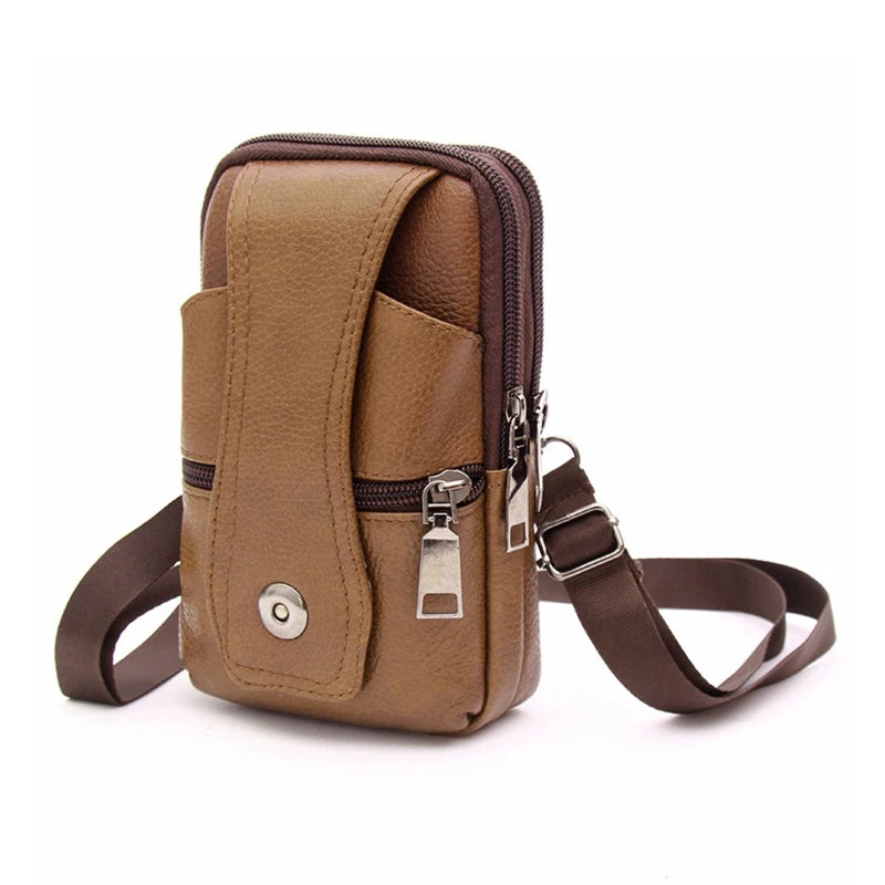 Men's Anti-theft PU Leather Crossbody Bag Phone Pouch Shoulder Pack
