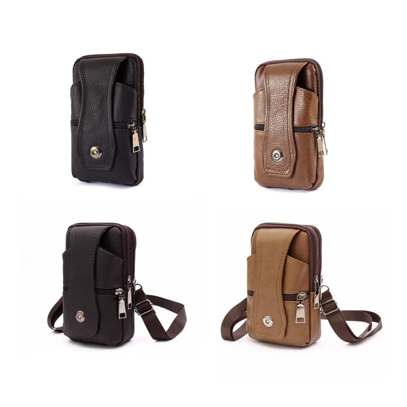 Men's Anti-theft PU Leather Crossbody Bag Phone Pouch Shoulder Pack