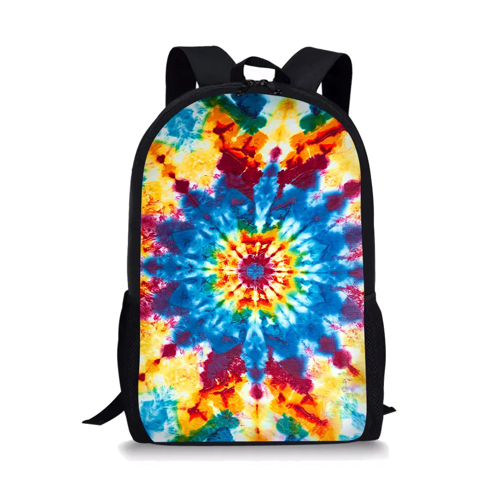 Tie-dye Print Girls School Backpack Large Capacity Satchel