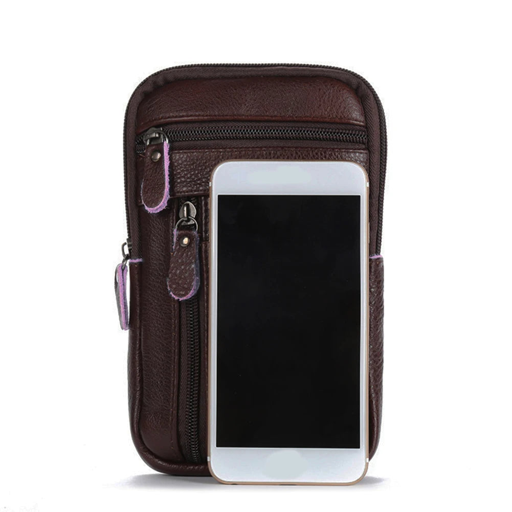Classic Leather Shoulder Bag Men Zip Crossbody Handbag
