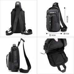 Men's USB Charging Crossbody Bag Waterproof Chest Pack