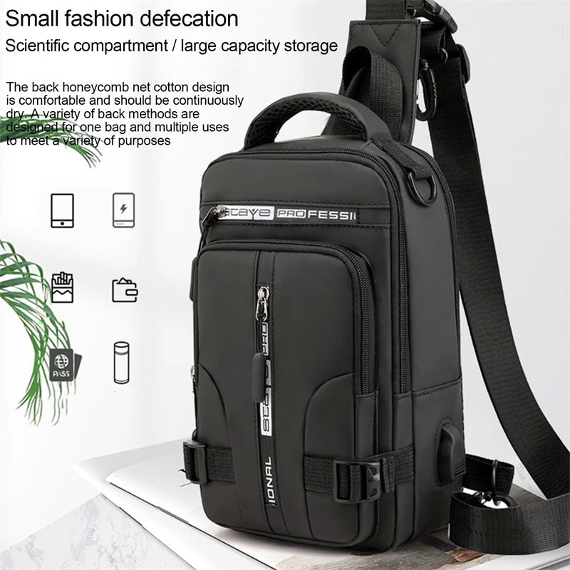 Anti-Theft Men's Crossbody Bag with USB Charging