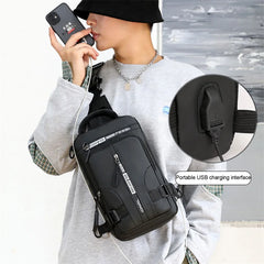 Anti-Theft Men's Crossbody Bag with USB Charging