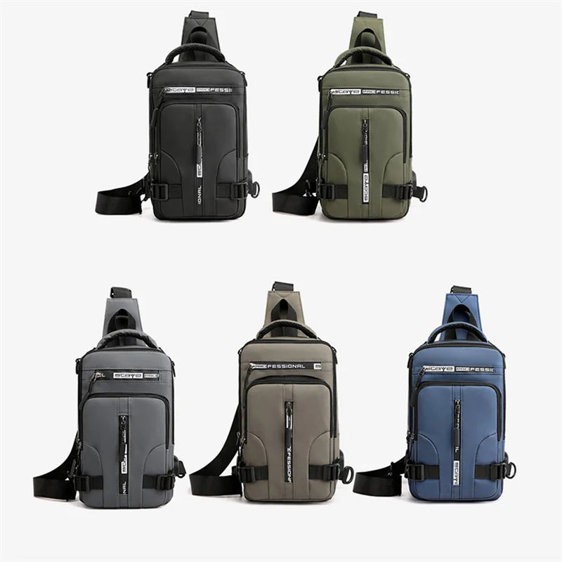 Anti-Theft Men's Crossbody Bag with USB Charging