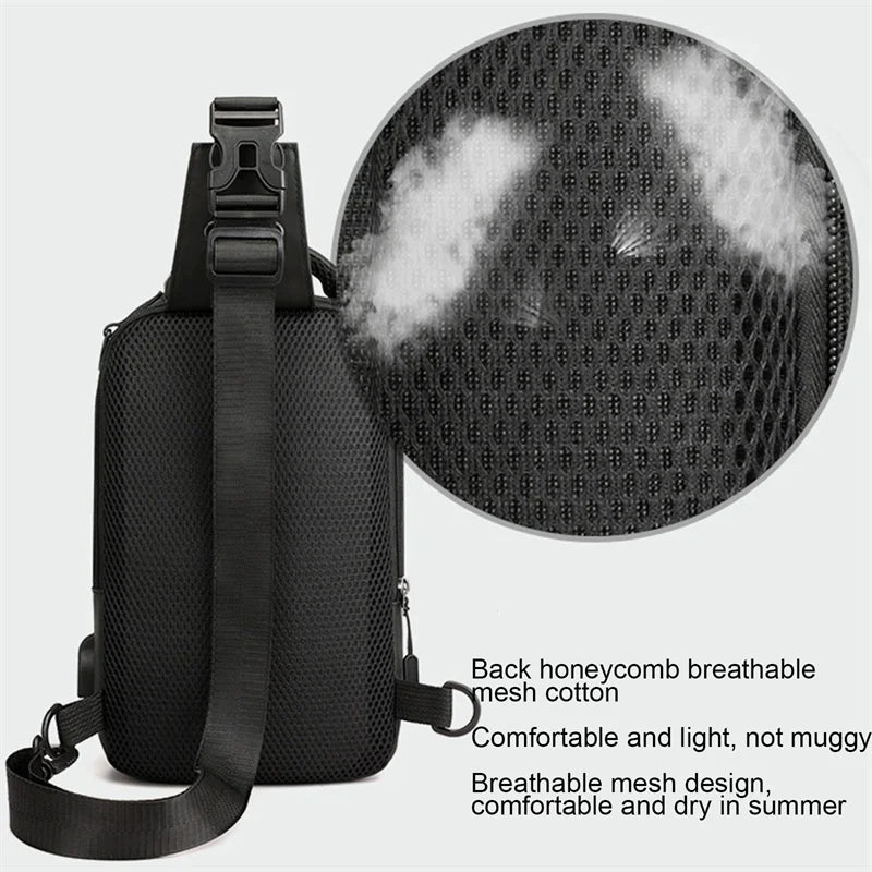 Anti-Theft Men's Crossbody Bag with USB Charging