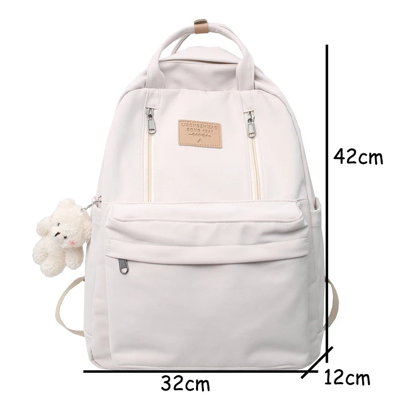 Double Zipper Women Backpack School Shoulder Bag