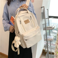 Double Zip Women Backpack Student Shoulder Bag
