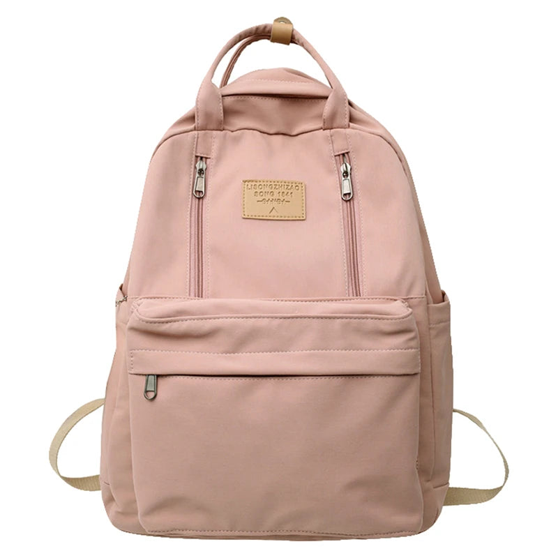 Double Zipper Women Backpack Girl Laptop Bag