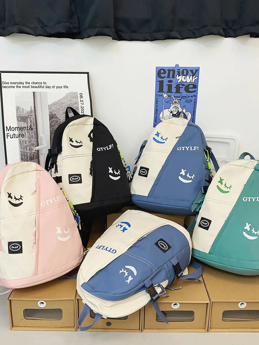 Double Zipper Women Backpack Teenager Girls Laptop Backpack