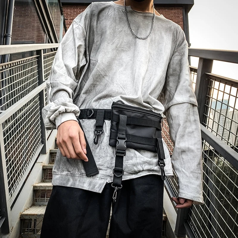 Men Crossbody Bags Waterproof Nylon Chest Pack Hip Hop Style