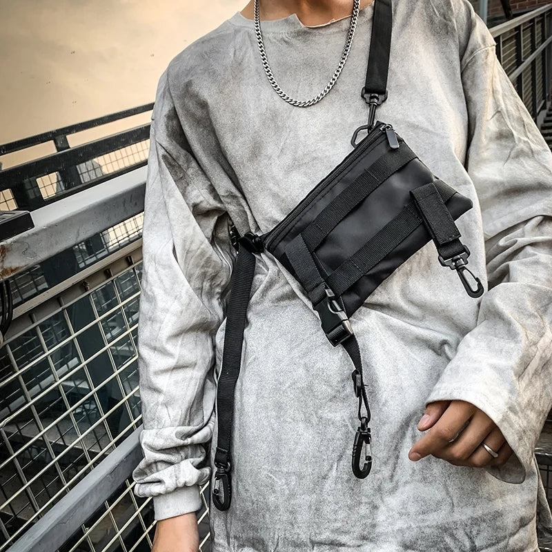 Men Crossbody Bags Waterproof Nylon Chest Pack Hip Hop Style