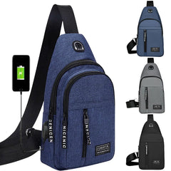 Waterproof Multifunction Men Chest Bag USB Charging Crossbody Pack