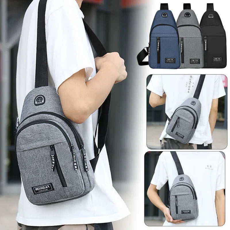 Waterproof Multifunction Men Chest Bag USB Charging Crossbody Pack