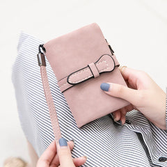 Nubuck Leather Zip Wallet with Strap