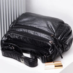 Soft PU Leather Shoulder Bag Large Capacity Classic Business Cross Body