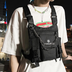Tactical Chest Bag with Chain Techwear Mini Backpack