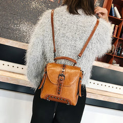 Retro Rivet Winter Backpack Female Large-capacity Handbag
