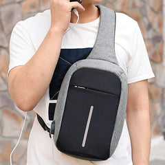 Canvas Sling Bag Women Anti-theft Rechargeable Travel Shoulder Bag