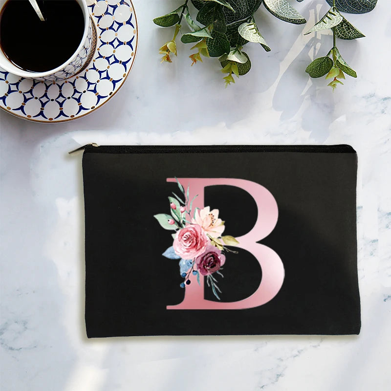 Pink Letters Print Makeup Bag Cosmetic Storage Bag