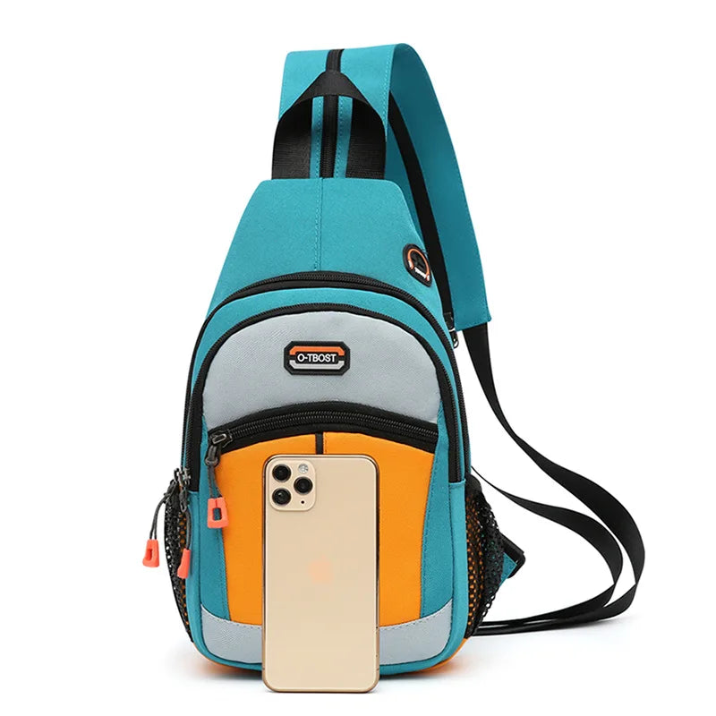 Sporty Patchwork Crossbody Bag for Women Oxford Travel Shoulder Bagpack