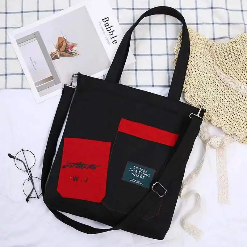 Canvas Shoulder Bag Large Capacity Handbags Women Tote Shopping Crossbody Bags