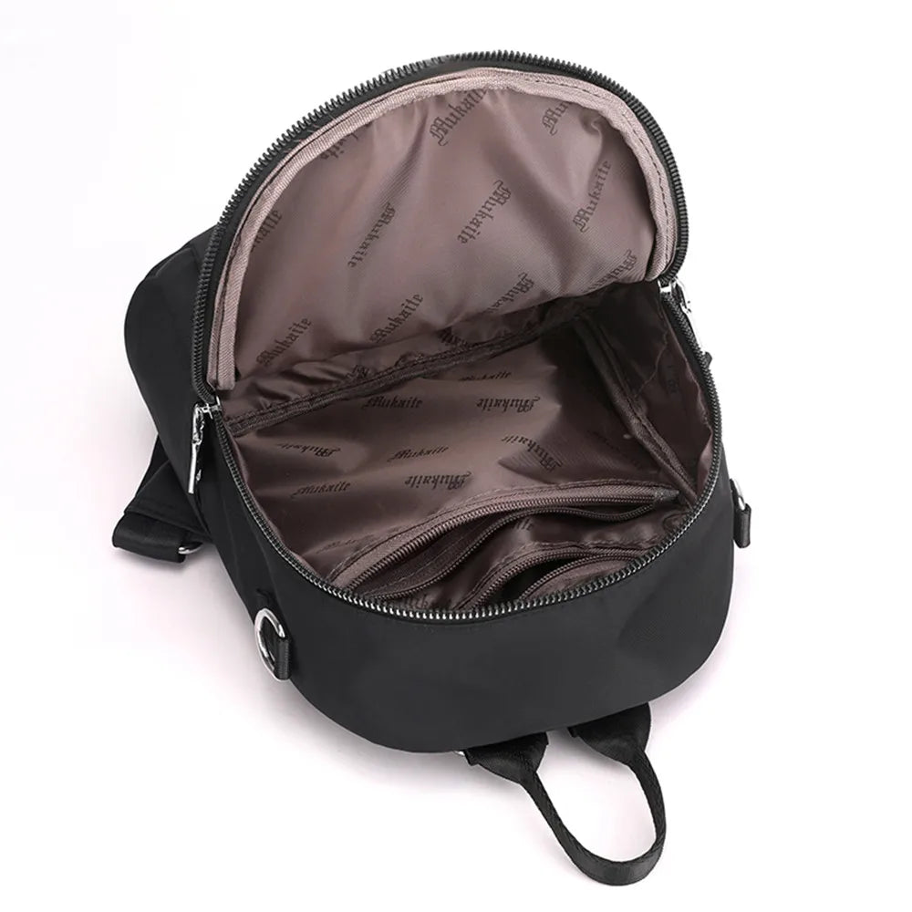 Women's Double Zipper Travel Backpack Nylon Shoulder Bag