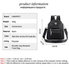 Women's Double Zipper Travel Backpack Nylon Shoulder Bag