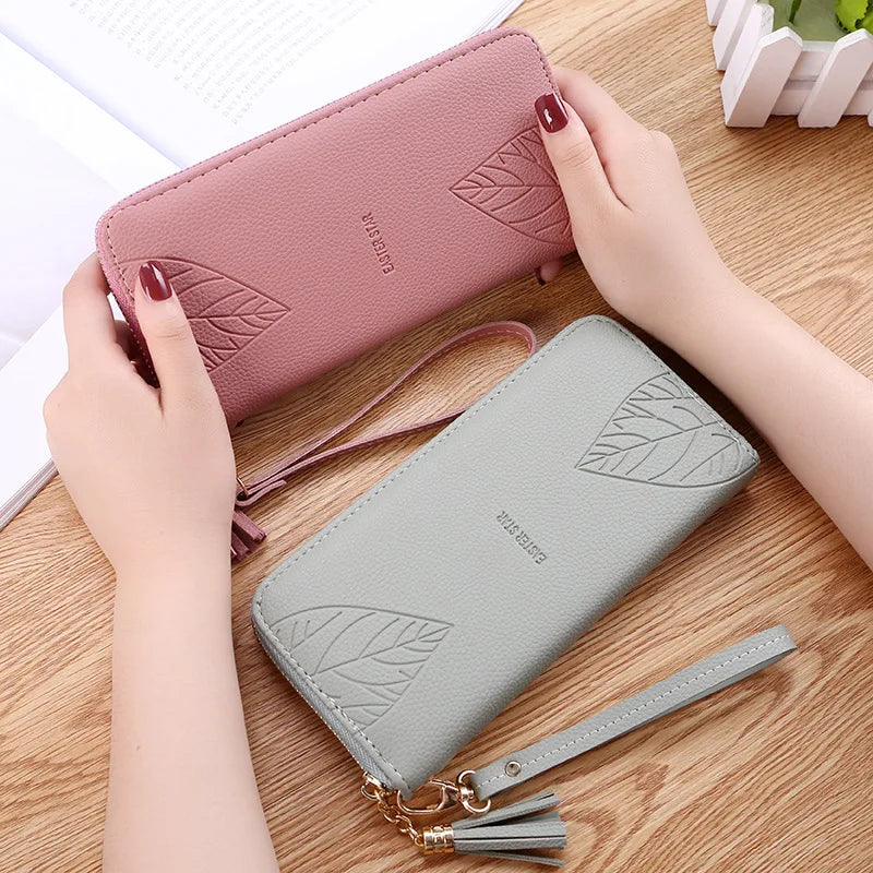 Women's PU Leather Long Wallet Multi-card Clutch Zipper Purse