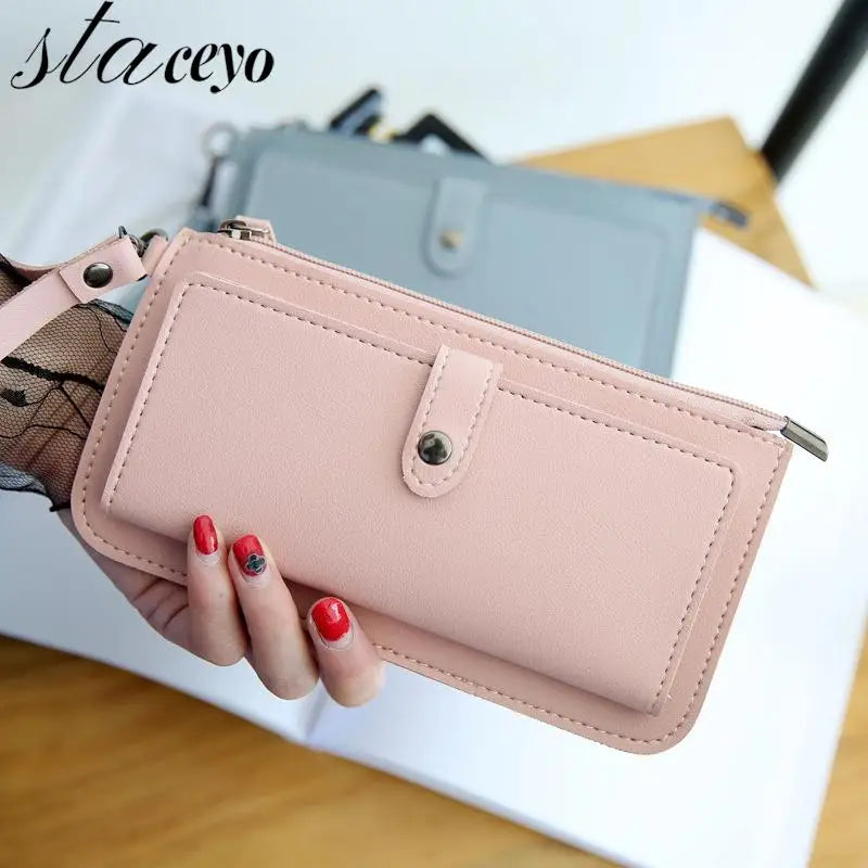 Women Long Wallet Clutch Zipper Purse with PU Leather