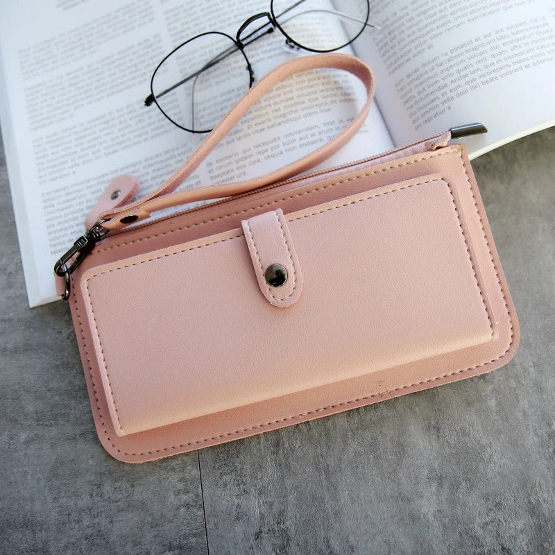 Women Long Wallet Clutch Zipper Purse with PU Leather