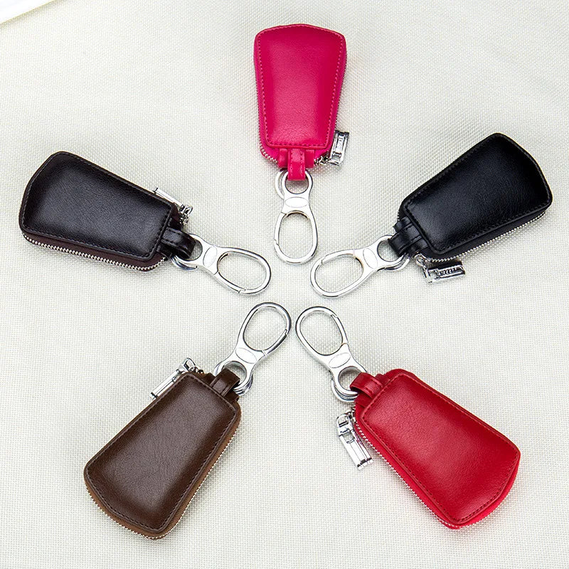 Leather Car Key Holders Housekeeper Retro Home Keychain Case