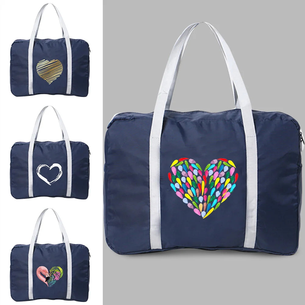 Love Print Waterproof Travel Bag Large Capacity Duffel