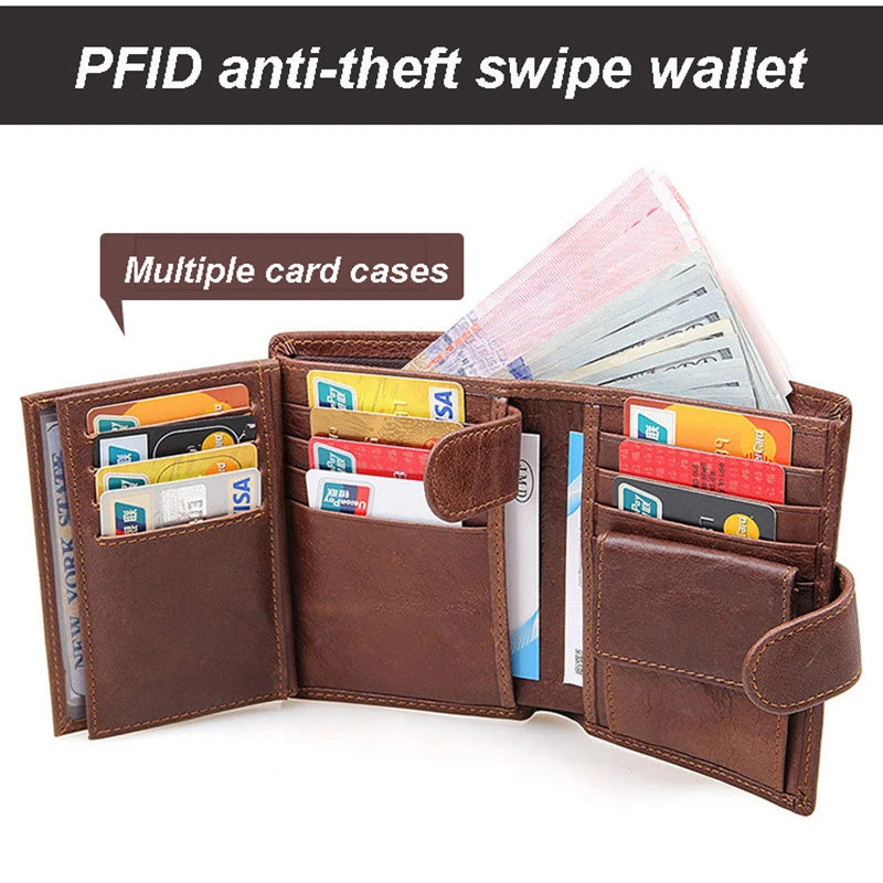 Men's RFID Leather Wallet Vintage Holiday Gift
