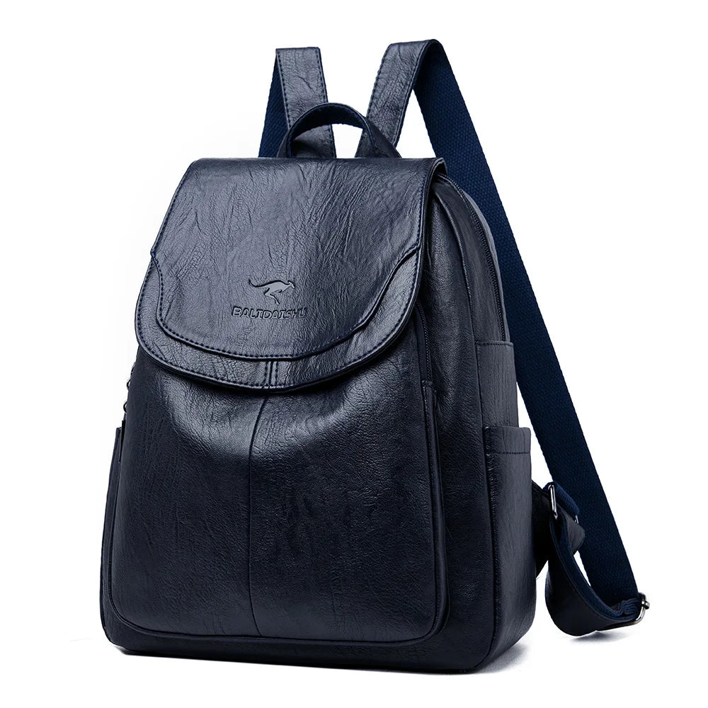 Multifunctional PU Leather Casual Backpack for Women