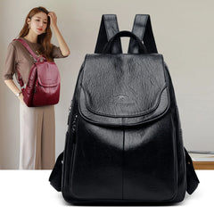 Multifunctional PU Leather Casual Backpack for Women