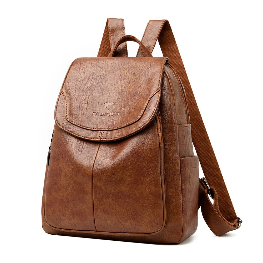 Multifunctional PU Leather Casual Backpack for Women