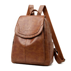 Multifunctional PU Leather Casual Backpack for Women