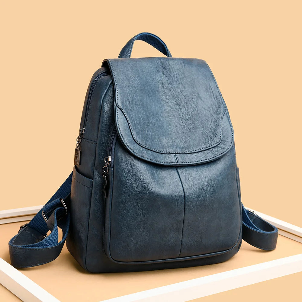 Multifunctional PU Leather Casual Backpack for Women