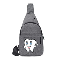 Men Chest Pack Shoulder Crossbody Bag Teeth Print Travel Sling