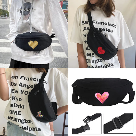 Love Pattern Printing Men Waist Bag Outdoor Sports Shoulder Bag Cycling Bag