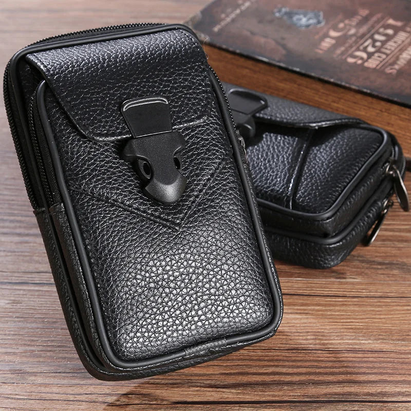 Men's PU Leather Belt Bag Business Style Wallet Purse