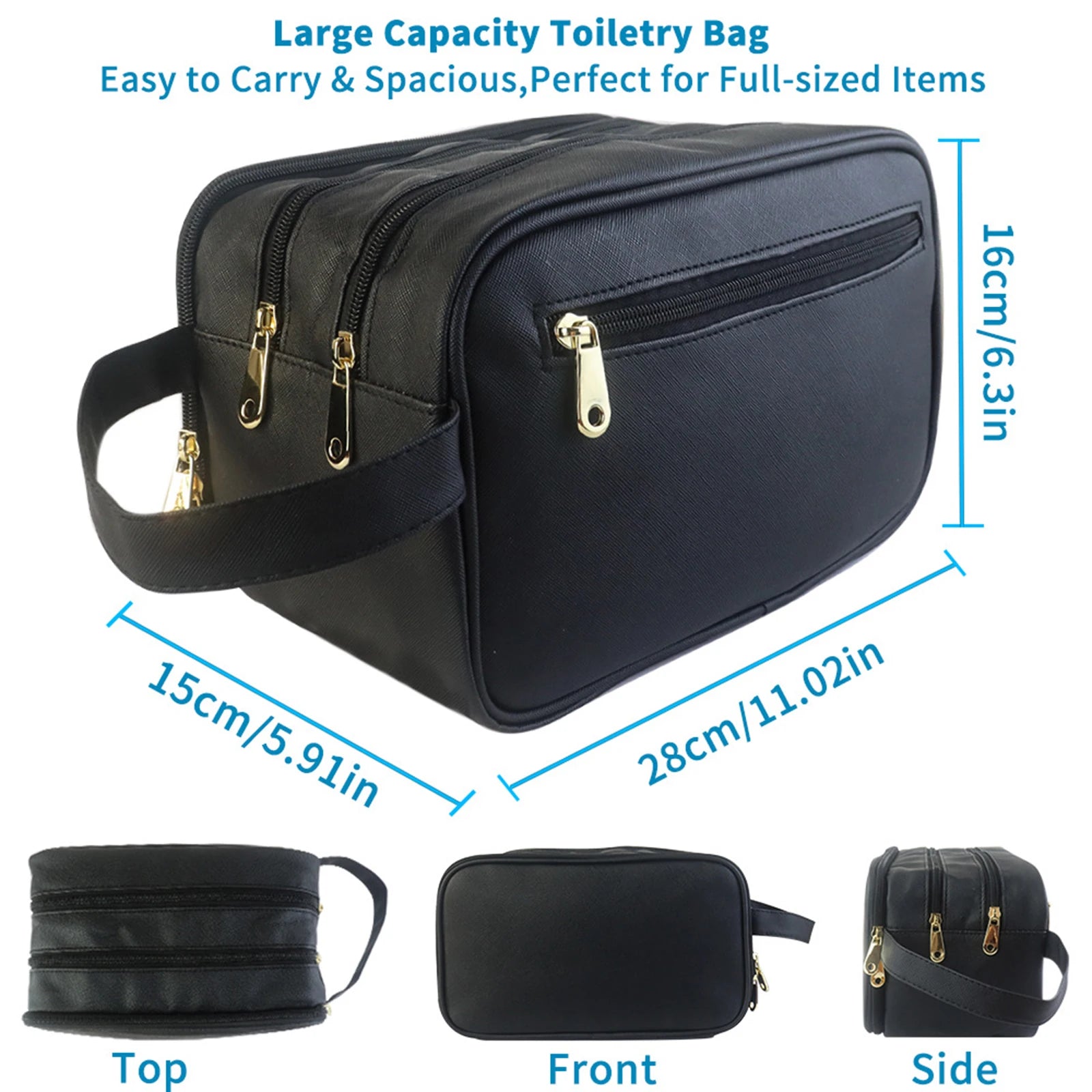 Waterproof Men's PU Leather Toiletry Bag Organizer