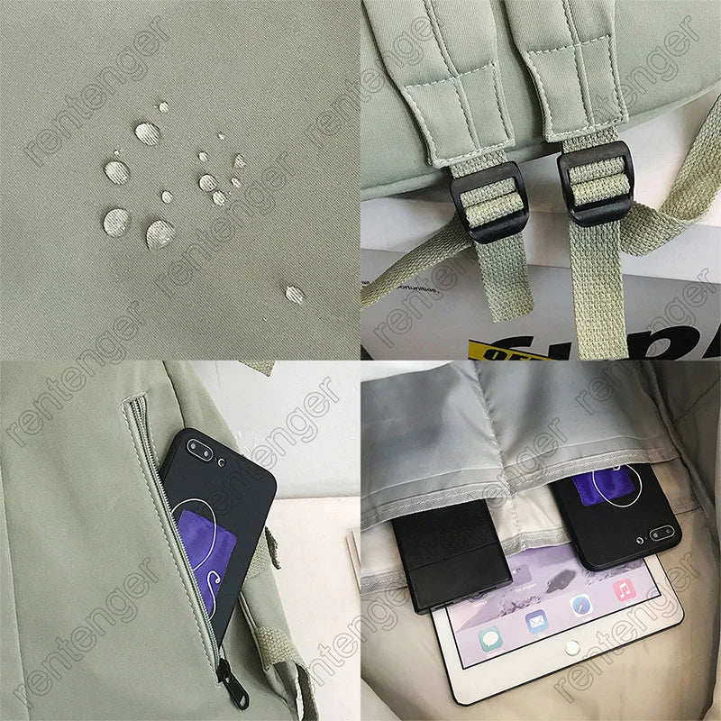 Multifunctional Teenager Laptop Backpack Women Canvas School Bag High Student