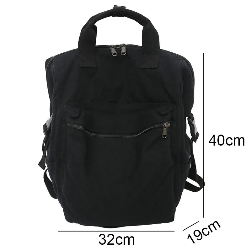 Multifunctional Teenager Laptop Backpack Women Canvas School Bag