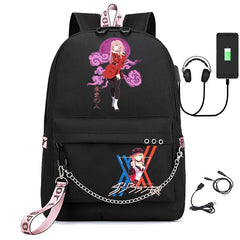 Zero Two Canvas Backpack USB Rechargeable Student Bag