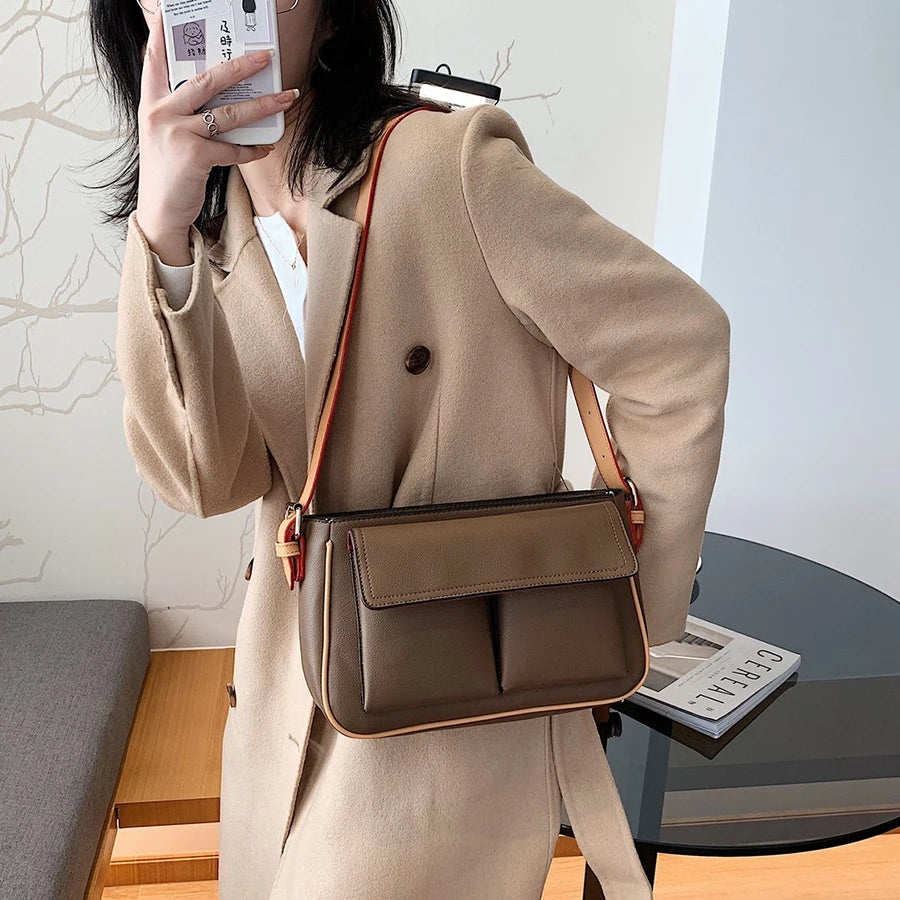 Winter Crossbody Bag PU Leather Lady Handbag with Multiple Pockets