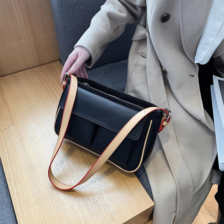 Winter Crossbody Bag PU Leather Lady Handbag with Multiple Pockets